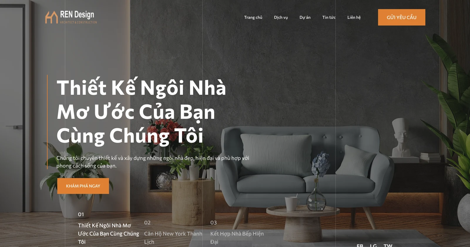 REN Design — website thiết kế và thi công nội thất