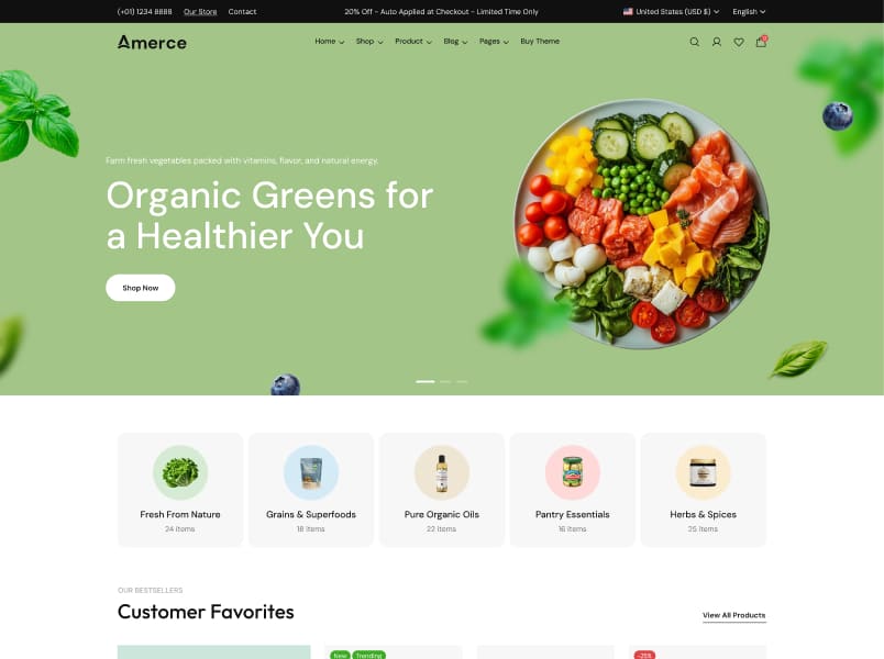 Amerce – Organic Food theme preview