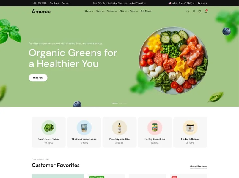 Ảnh xem trước theme Amerce – Organic Food