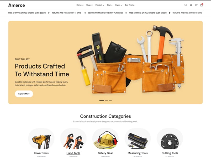Amerce – Construction theme preview
