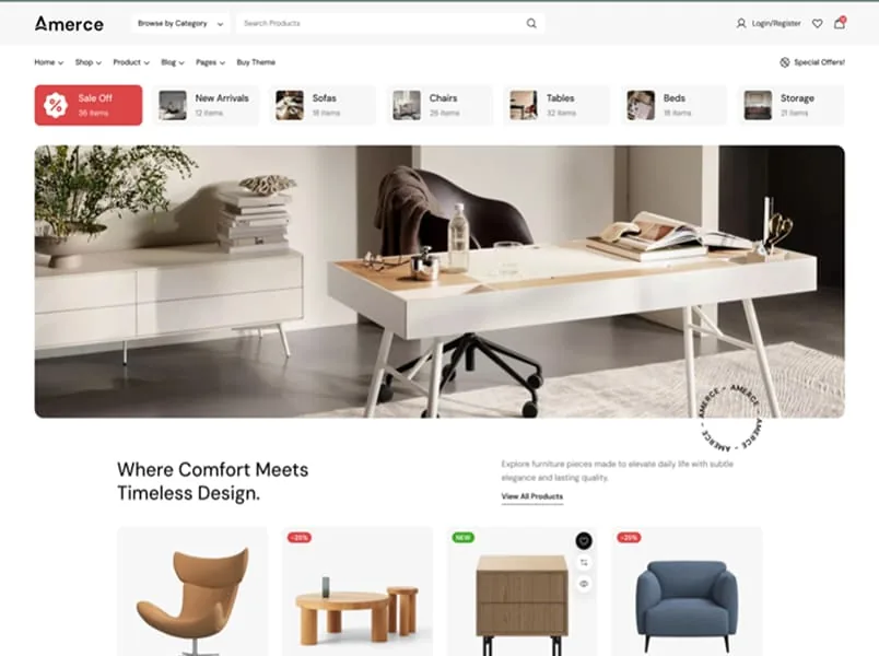 Ảnh xem trước theme Amerce – Furniture
