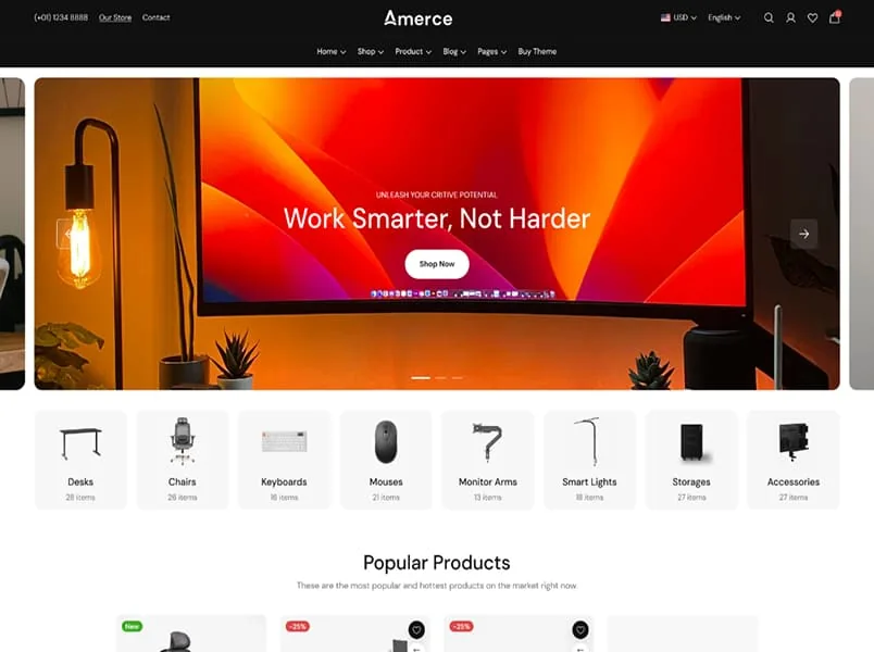 Ảnh xem trước theme Amerce – Office Equipment