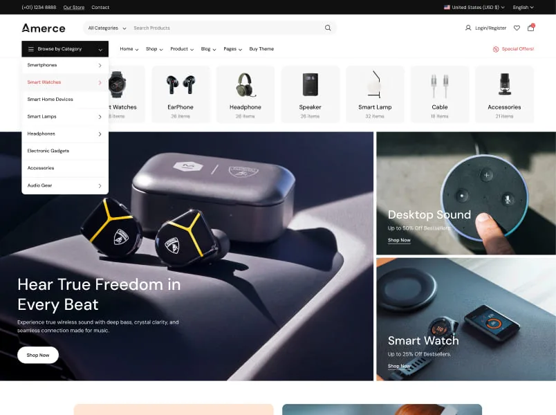 Ảnh xem trước theme Amerce – Electronics