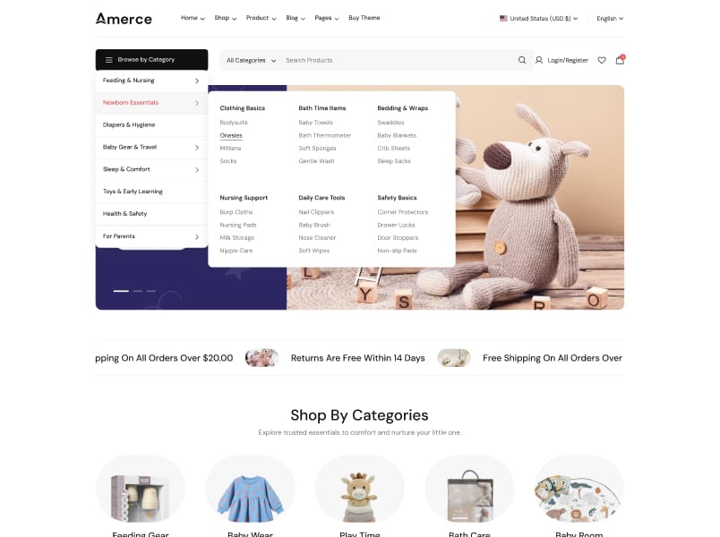 Amerce – Baby Store theme preview