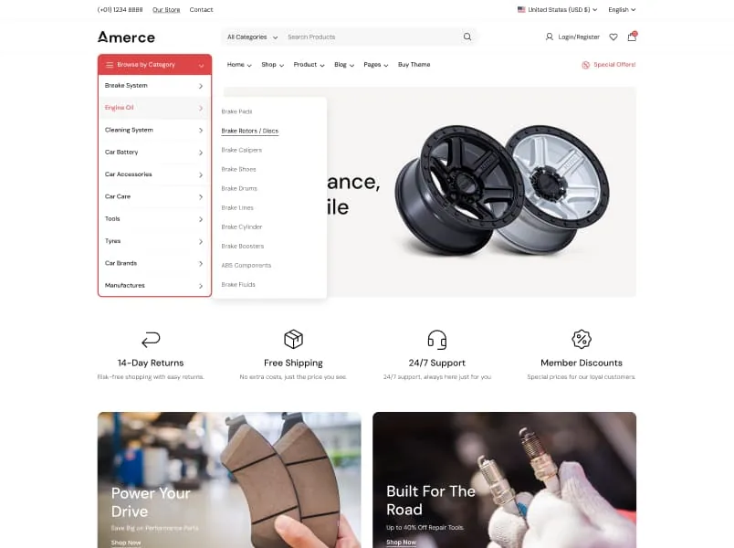 Ảnh xem trước theme Amerce – Auto Store