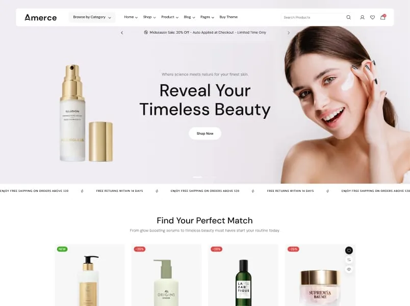 Ảnh xem trước theme Amerce – Cosmetics