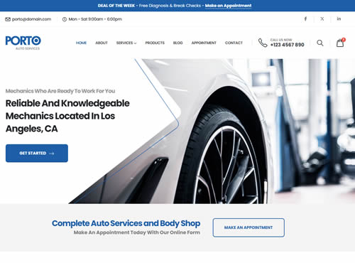 Porto · Auto Services theme preview