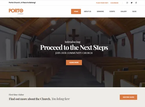 Ảnh xem trước theme Porto · Church