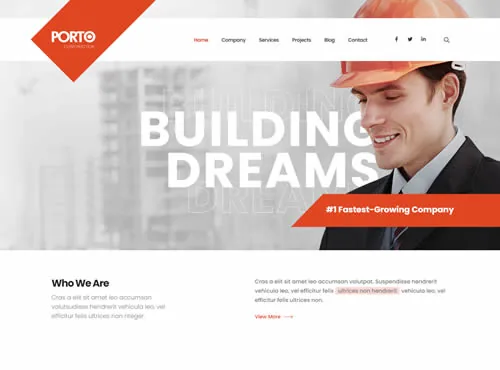 Ảnh xem trước theme Porto · Construction