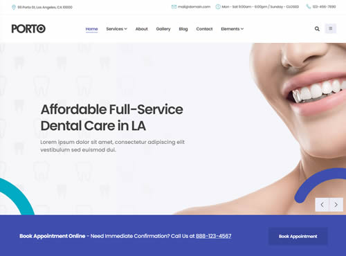 Porto · Dentist theme preview