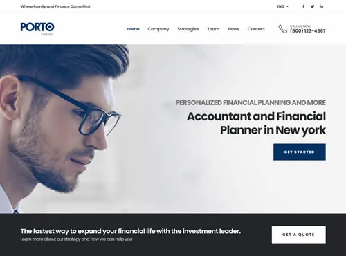 Ảnh xem trước theme Porto · Finance