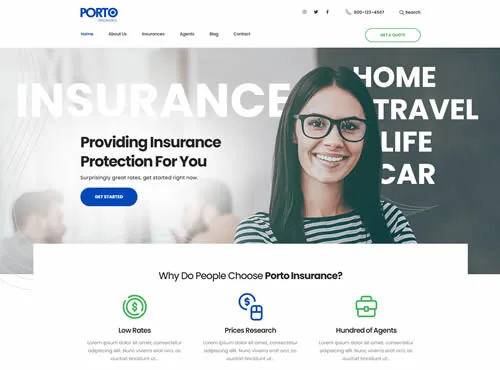 Ảnh xem trước theme Porto · Insurance