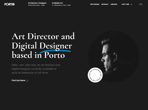Porto · Personal Portfolio 1 theme preview