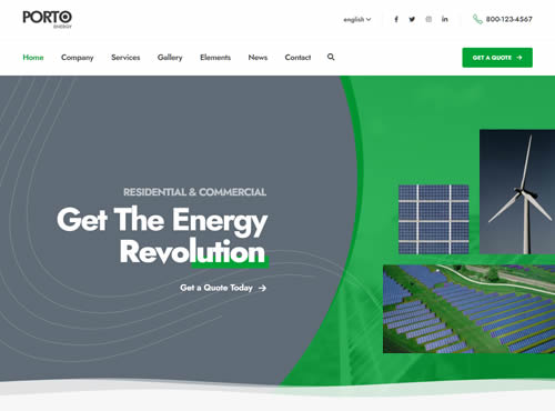 Porto · Renewable Energy theme preview