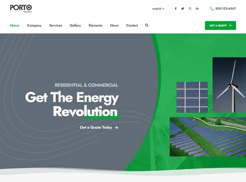 Ảnh xem trước theme Porto · Renewable Energy