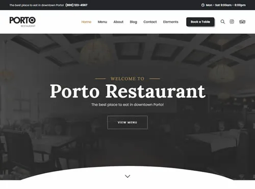 Ảnh xem trước theme Porto · Restaurant