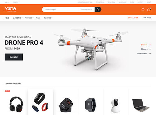 Porto – Drone Store theme preview