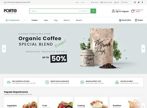 Ảnh xem trước theme Porto – Coffee Store