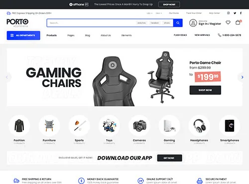 Ảnh xem trước theme Porto – Gaming Gear