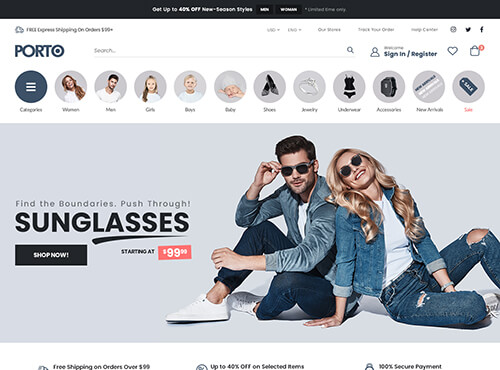 Porto – Eyewear theme preview