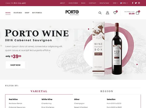 Ảnh xem trước theme Porto – Wine Store